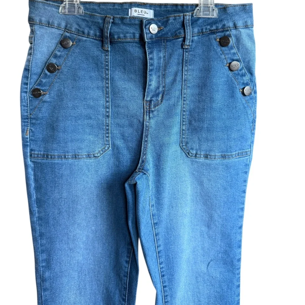 BLEU Button Detail Pocket Wide Leg Jeans Sz 8 - Picture 2 of 7